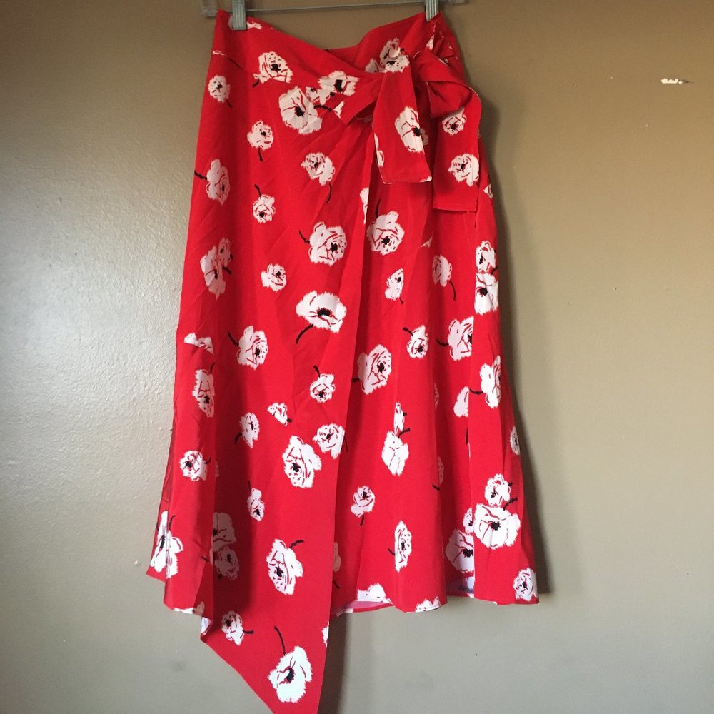 Red floral skirt